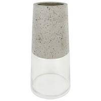 Vase Eda in Hellgrau - Klar/Hellgrau, Modern, Glas/Stein (13,8/27,4cm) - Modern Living