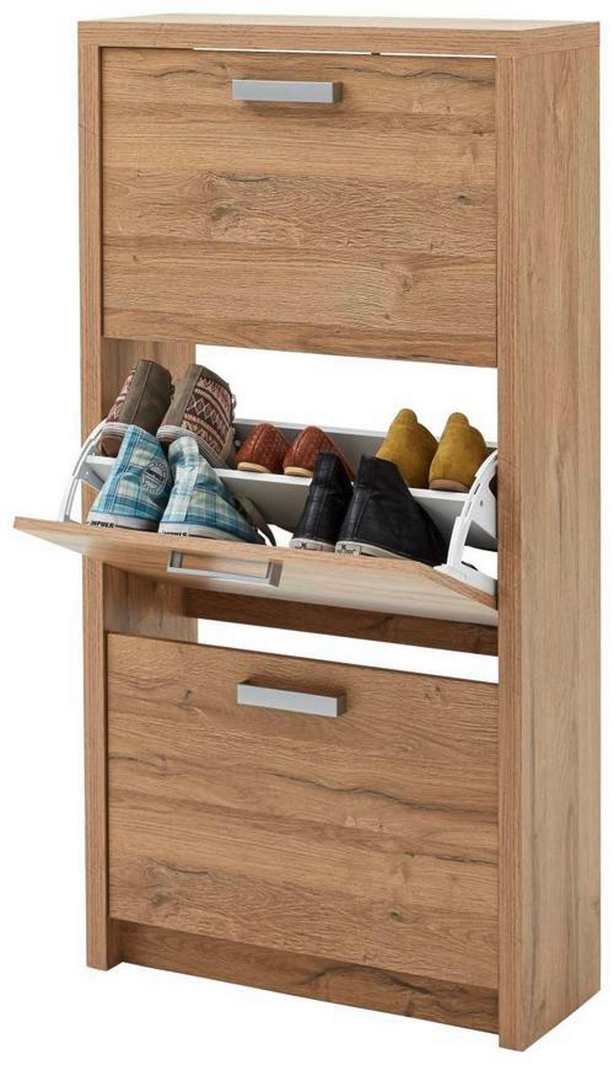 Schuhkipper in Eichefarben - Eichefarben/Alufarben, Modern, Holzwerkstoff/Kunststoff (64/125/24cm) - Mömax