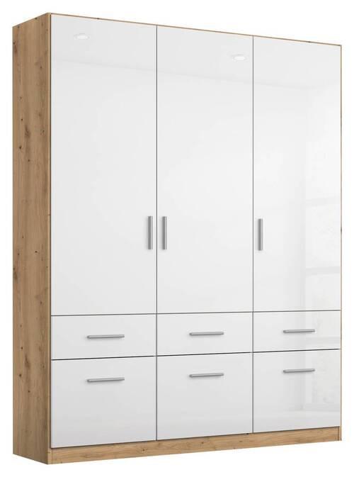 Ruhásszekrény Fehér-tölgy Szín Celle - alumínium színű/Artisan tölgy, Modern, műanyag/faalapú anyag (136/197/54cm)