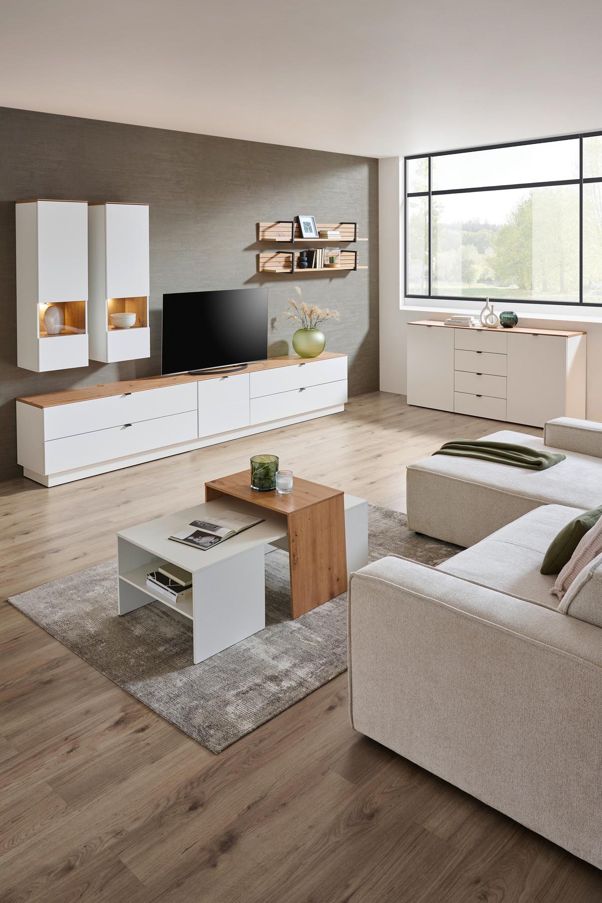 SZAFKA RTV DIANA   -HOM IN- - czarny/biały, Modern, materiał drewnopochodny/metal (140/62/44cm) - Hom`in