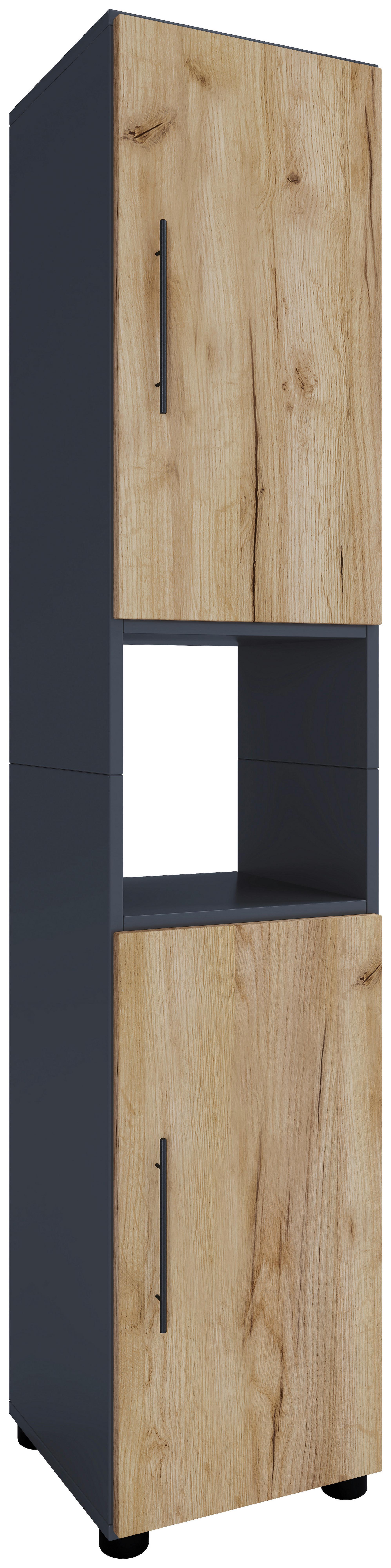 HOCHSCHRANK FLANDU - Honigeiche/Anthrazit, Modern, Holzwerkstoff/Kunststoff (31/160/30cm) - MID.YOU