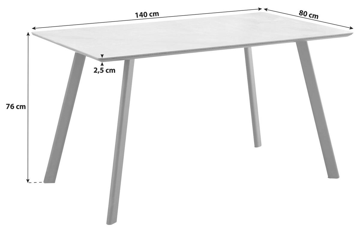 Jedilna Miza George, Črna, Siva, 140x80 - siva/črna, Konvencionalno, kovina/leseni material (140/76/80cm) - Mömax