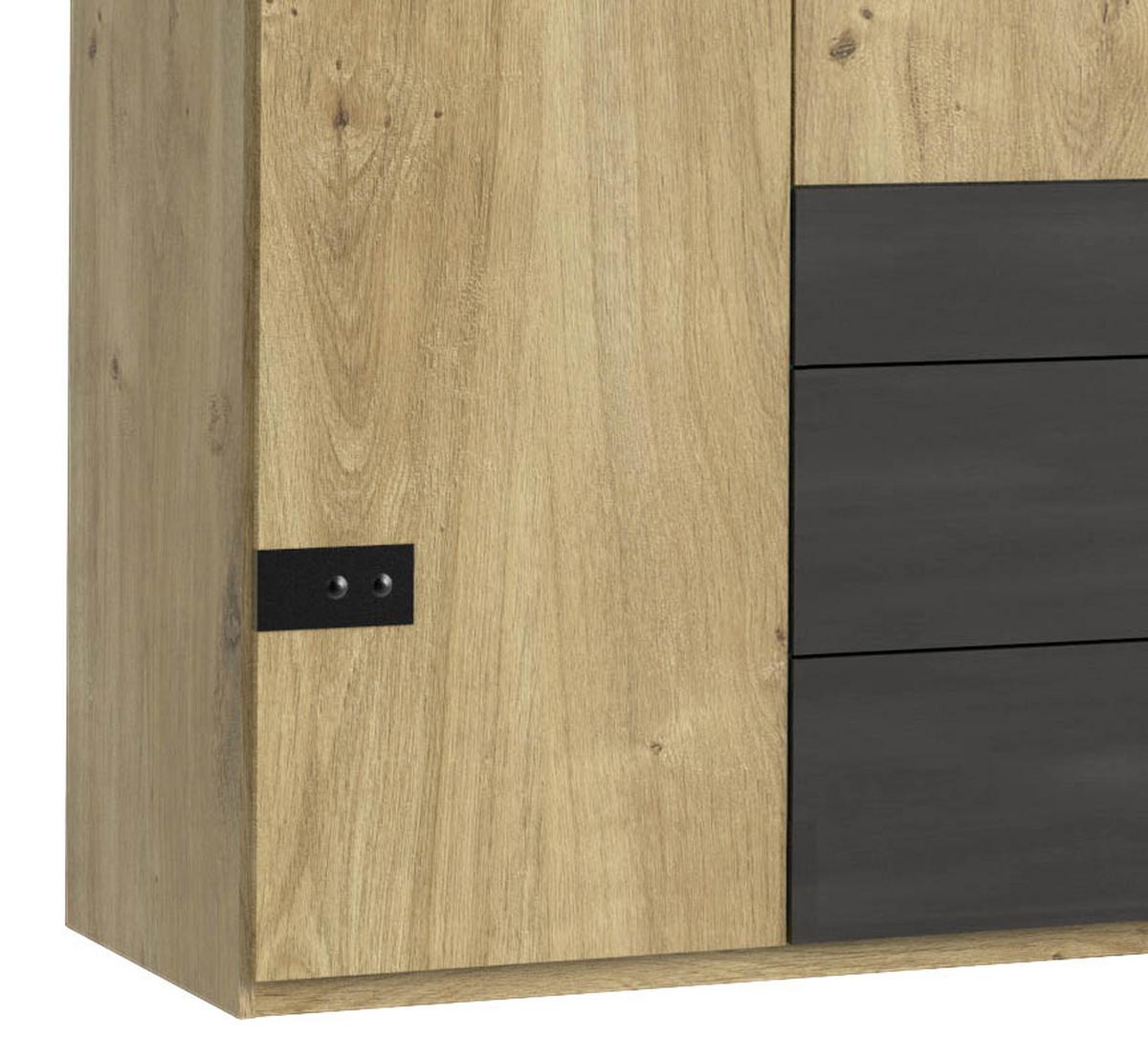 Ormar S Klasičnim Vratima Detroit - boje grafita/boje hrasta, Basics, drvni materijal/metal (300/216/58cm) - Modern Living