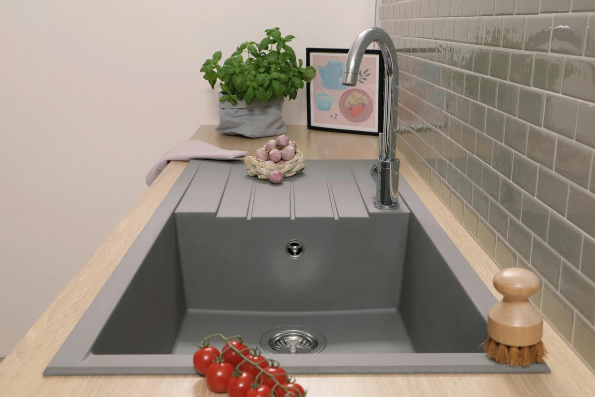 Spüle Respekta Houston 100x21x50cm Grau - Grau, Trend, Glas/Kunststoff (100/21/50cm) - Respekta