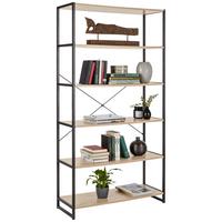 Polica Bono - crna/hrast Sonoma, Moderno, drvni materijal/metal (95/180/35cm) - Modern Living