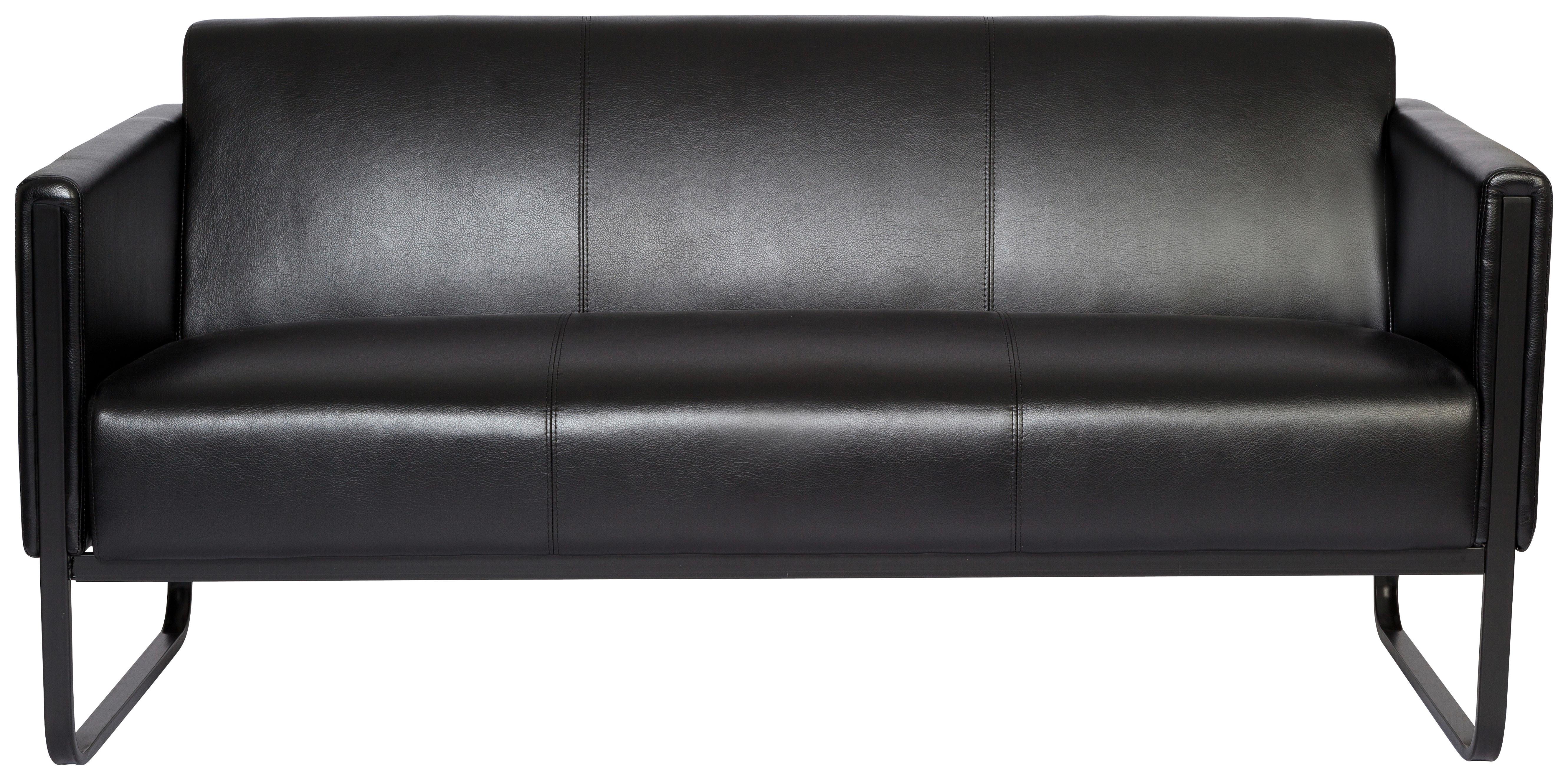 3-Sitzer-Sofa Bali Black Schwarz Lederlook - Schwarz, MODERN, Textil/Metall (159/78/71cm) - MID.YOU