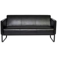 3-Sitzer-Sofa Bali Black Schwarz Lederlook - Schwarz, MODERN, Textil/Metall (159/78/71cm) - MID.YOU