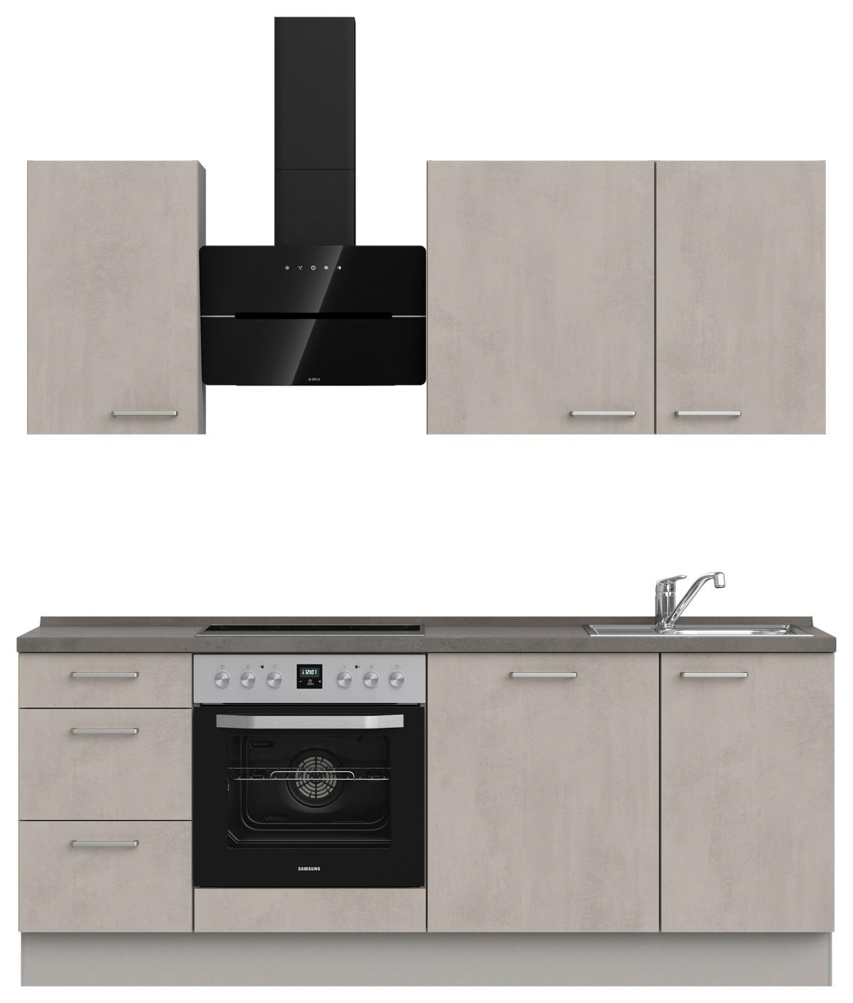 Küchenblock Riva High m. Geräten Grau - Schieferfarben/Edelstahlfarben, MODERN, Holzwerkstoff/Metall (210cm) - Nobilia