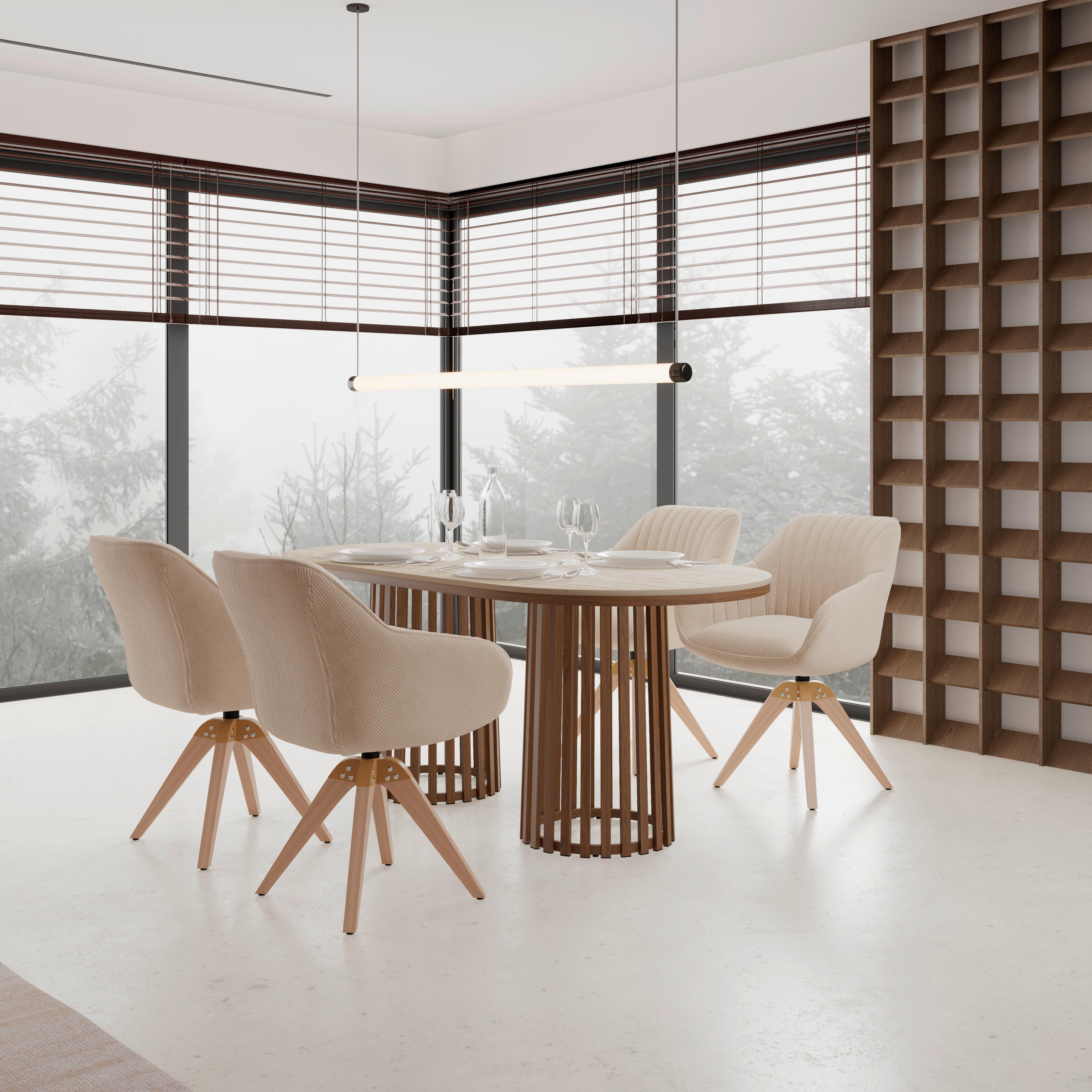 Jedilna Miza Maddy, Ovalna, 180x90 - naravne barve, Moderno, kamen/kovina (90/76/180cm) - Bessagi Home