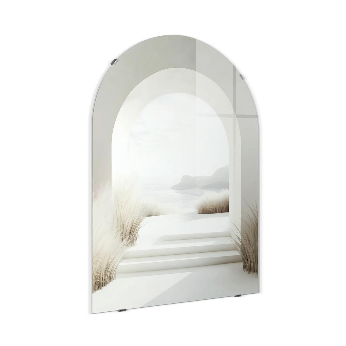 Glasbild Weiß/Beige ca. 70x100cm - Beige/Weiß, Basics, Glas/Papier (70/100cm)