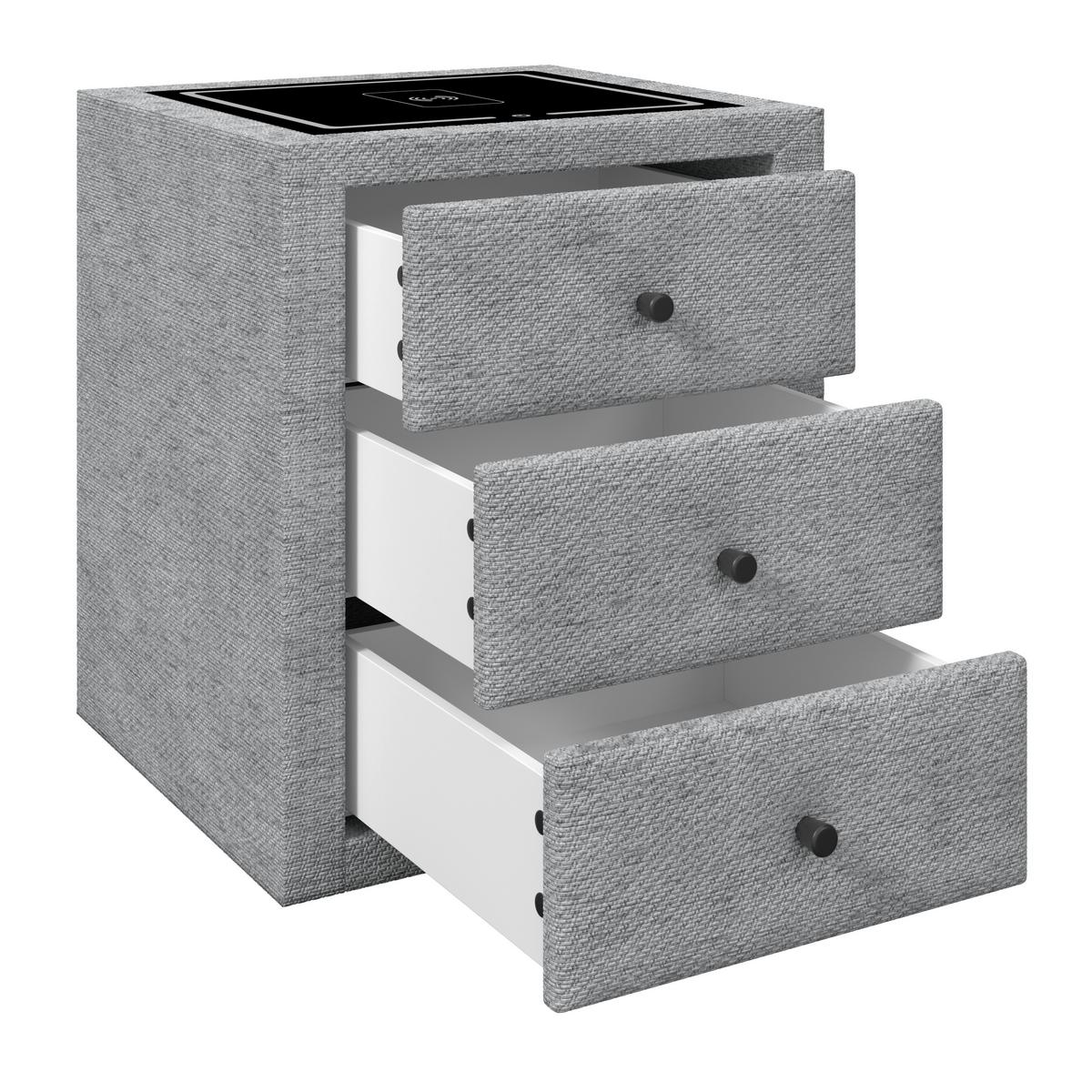 Nočna Omarica Brisbane, Siva, Z Brezžičnim Polnjenjem - črna/siva, Trend, umetna masa/steklo (49,5/56,5/46cm) - Premium Living