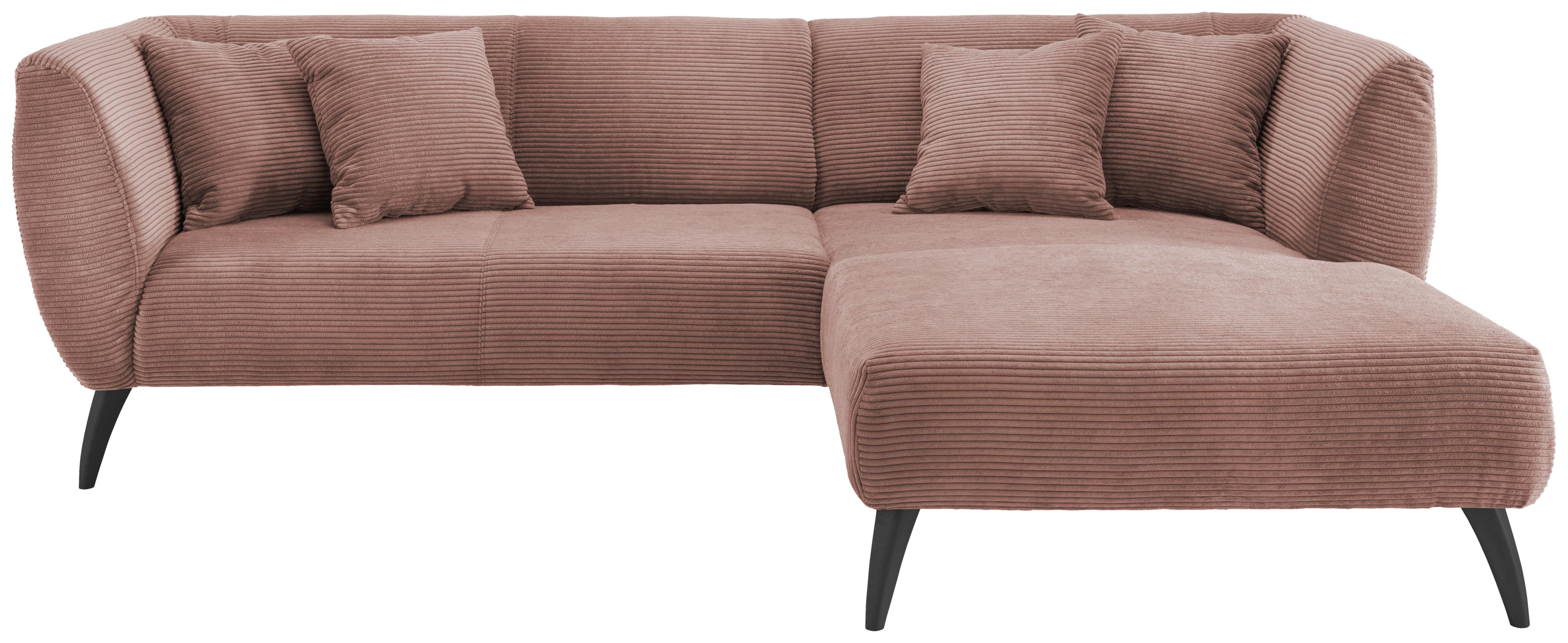 Wohnlandschaft Colori Rosa Cord - Schwarz/Rosa, MODERN, Holz/Textil (264/160cm) - MID.YOU
