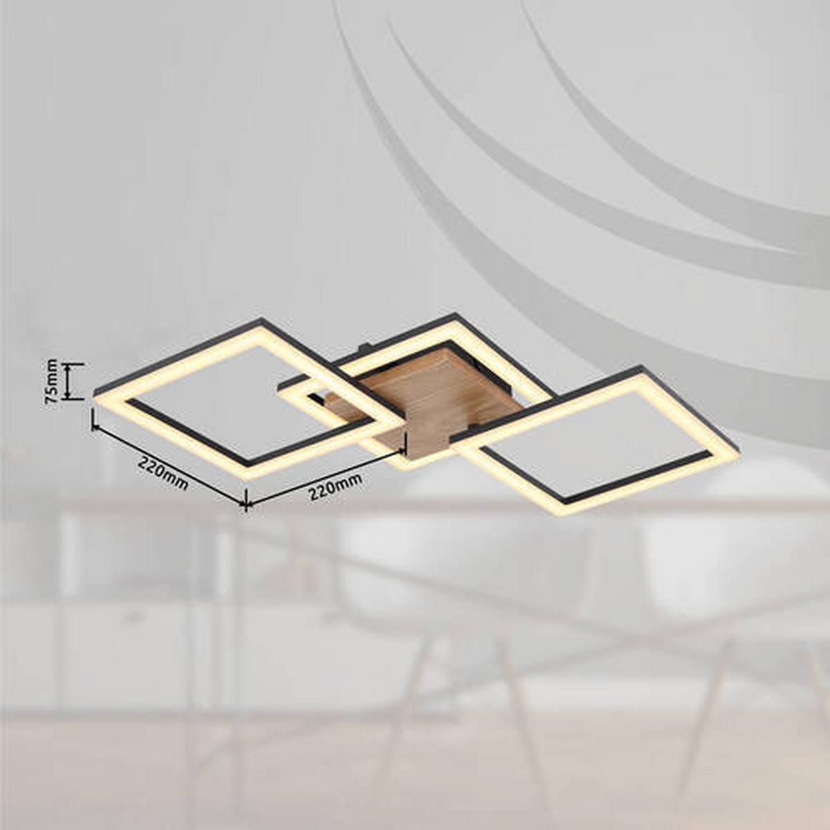 LED-Deckenleuchte Kerry max. 30 Watt. - Dunkelbraun/Opal, Design, Holz/Kunststoff (66/31/7,5cm) - Globo