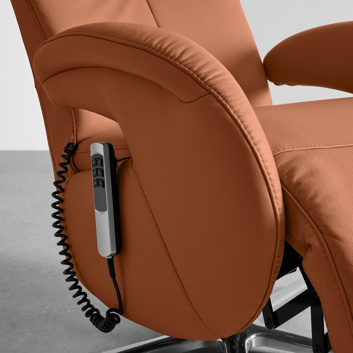 Relaxsessel Sitting 2 Aprikose - Chromfarben/Aprikose, MODERN, Leder (70/111/80cm) - Premium Living