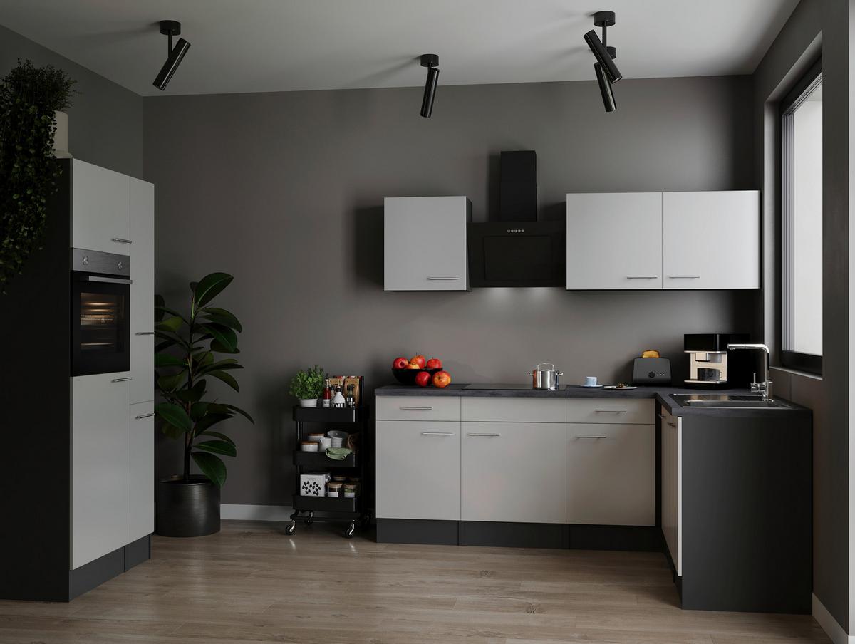 Kotna Kuhinja Z Aparati Oliver, 310x172cm - srebrne barve/siva, Design, kovina/leseni material (310/172cm) - Respekta