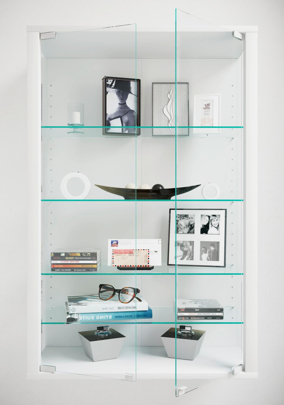 Hängevitrine Udina Weiß - Klar/Weiß, Design, Glas/Holzwerkstoff (59/91/25cm) - Livetastic