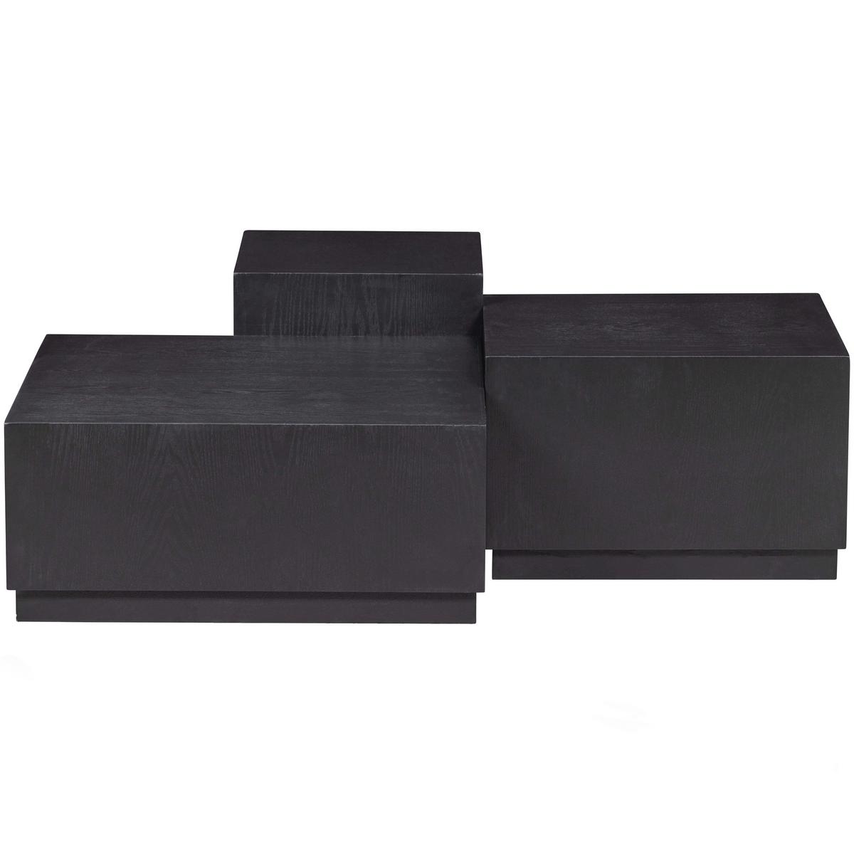 Beistelltisch PIM 3-tlg. Schwarz - Schwarz, Design, Holzwerkstoff - Livetastic