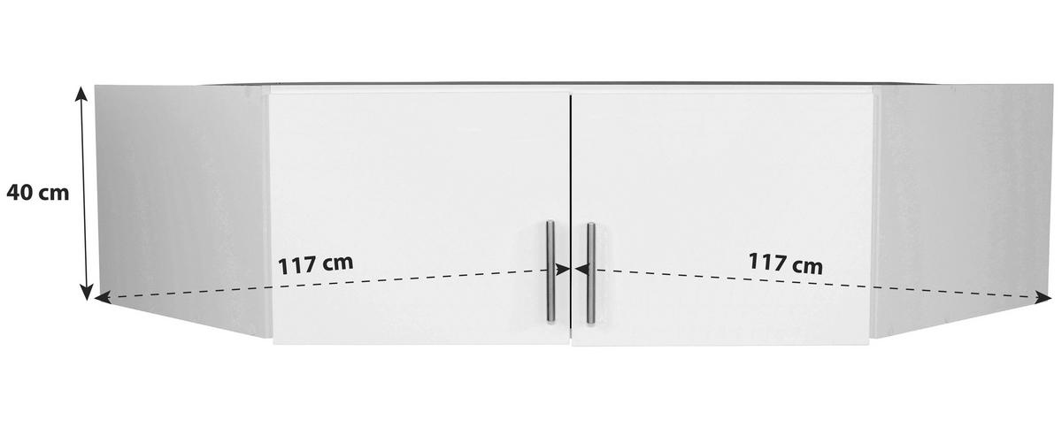 Nastavak Ormara Celle - bijela/bijela visoki sjaj, Moderno, drvni materijal/plastika (117/39/117cm) - Modern Living