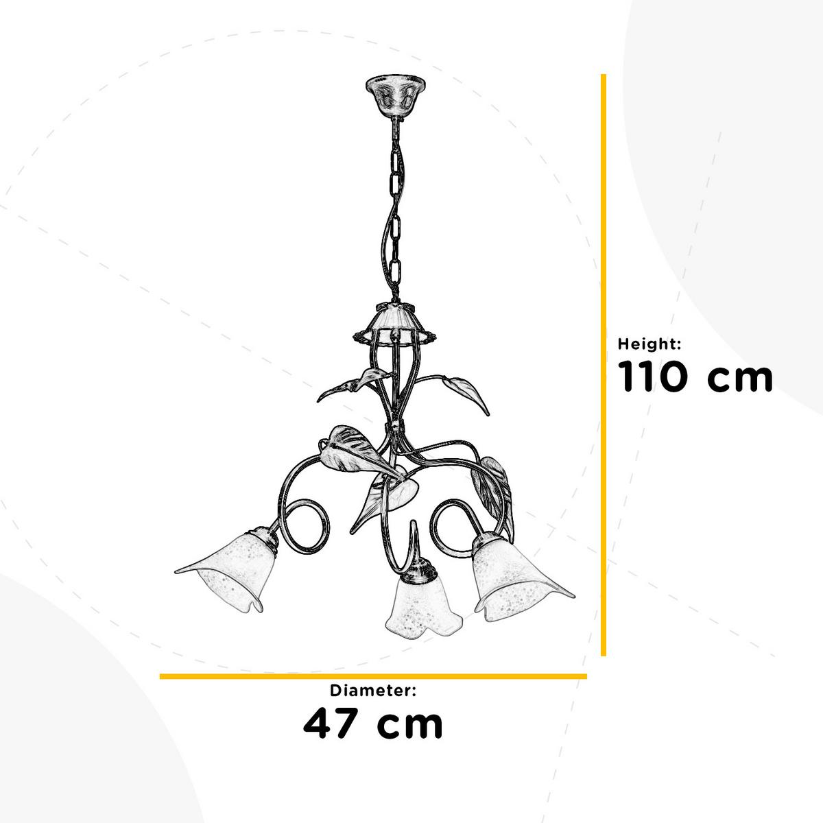Kronleuchter Miranda Bronze/Olivgrün max. 6 Watt - Bronzefarben/Olivgrün, Natur, Glas/Metall (40/110cm)