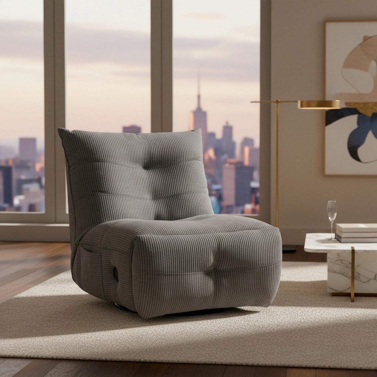 Scaun de relaxare ALURA - gri închis, Modern, lemn/metal (90/92/90cm) - Bessagi Home