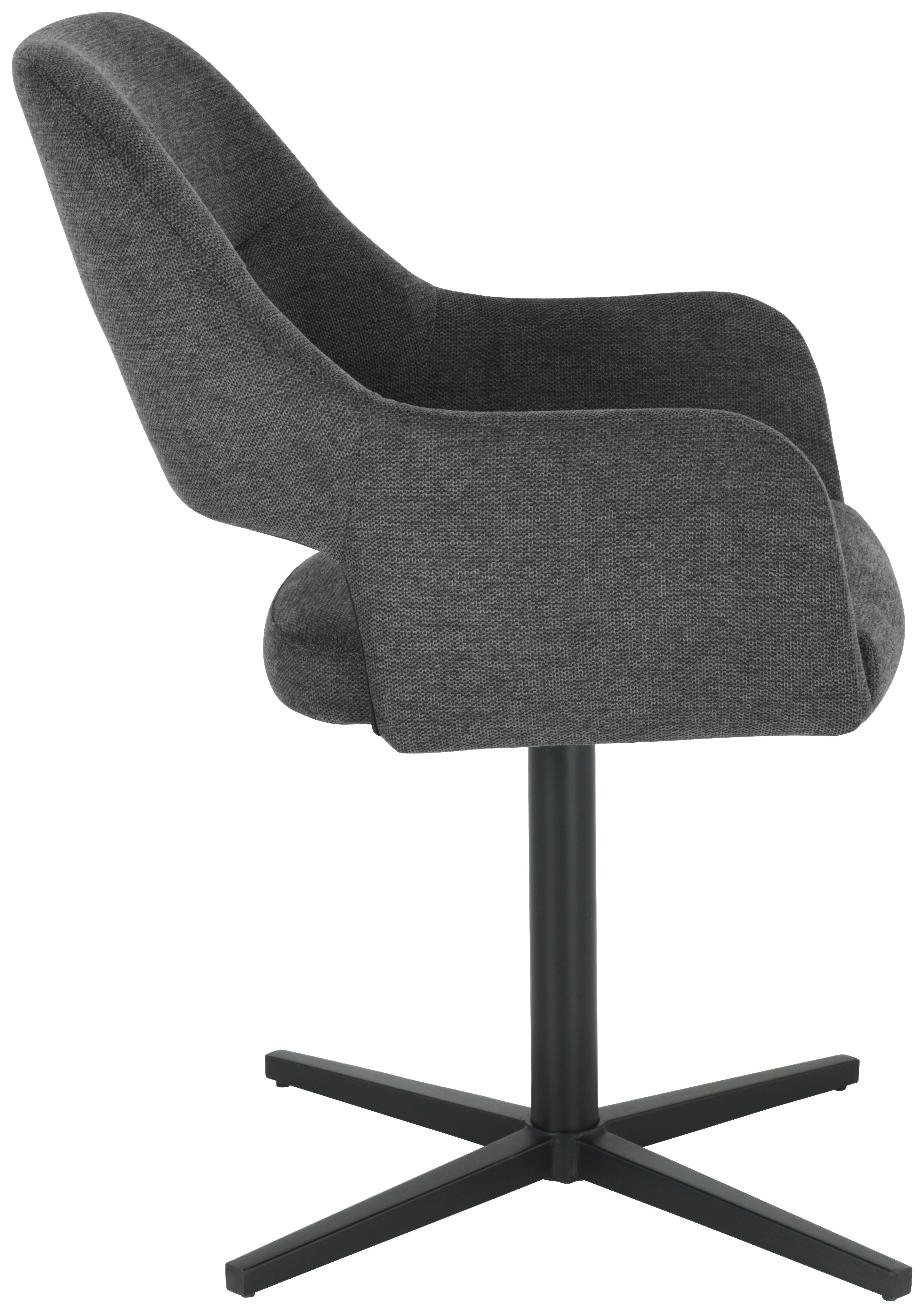 Naslanjač Salin, Siva - temno siva/črna, Trend, kovina/tekstil (56/86/63cm)