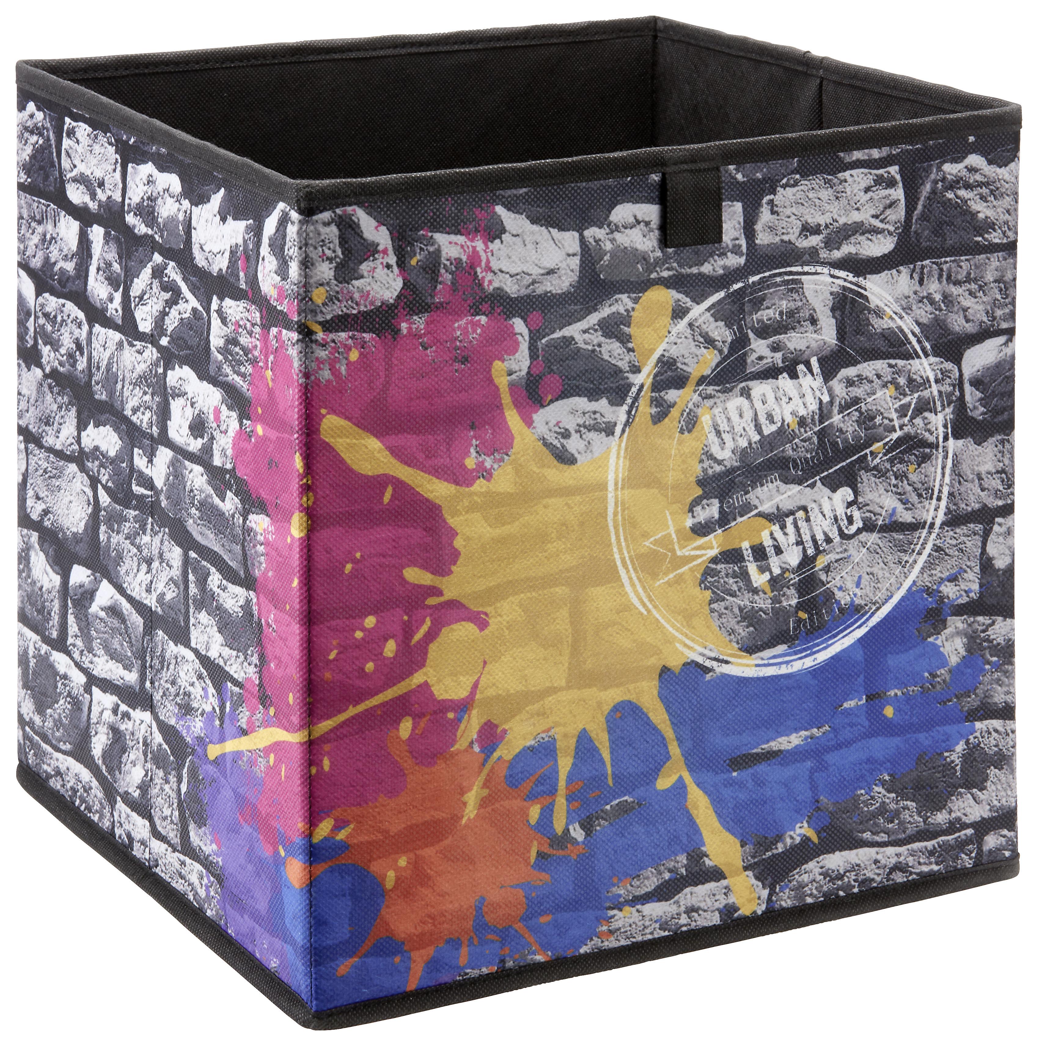 Aufbewahrungsbox Poppi mit Steindesign - Multicolor, MODERN, Karton/Textil (32/32/32cm) - Based