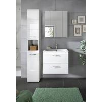 Badezimmer Ice 3-tlg. ca. 90 cm Weiß - Weiß Hochglanz/Silberfarben, MODERN, Keramik/Holzwerkstoff (90cm) - MID.YOU