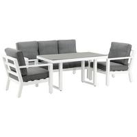 Loungegarnitur Barcelona Grau/Weiß Metall/Textil - Weiß/Grau, Basics, Textil/Metall - Gardenson