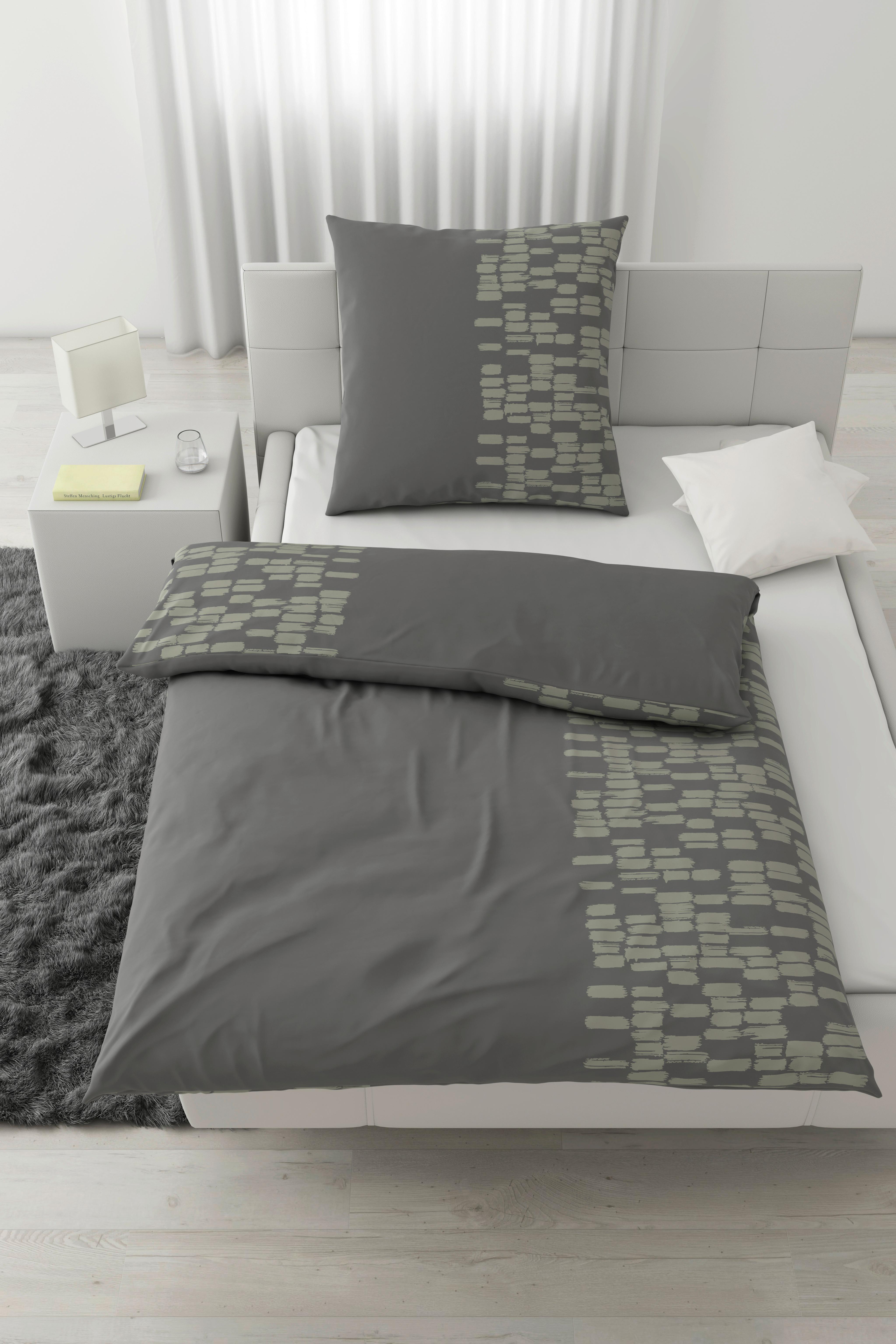 Bettwäsche Brush Strokes Anthrazit ca. 135x200cm - Anthrazit, Textil (135/200cm) - Modern Living