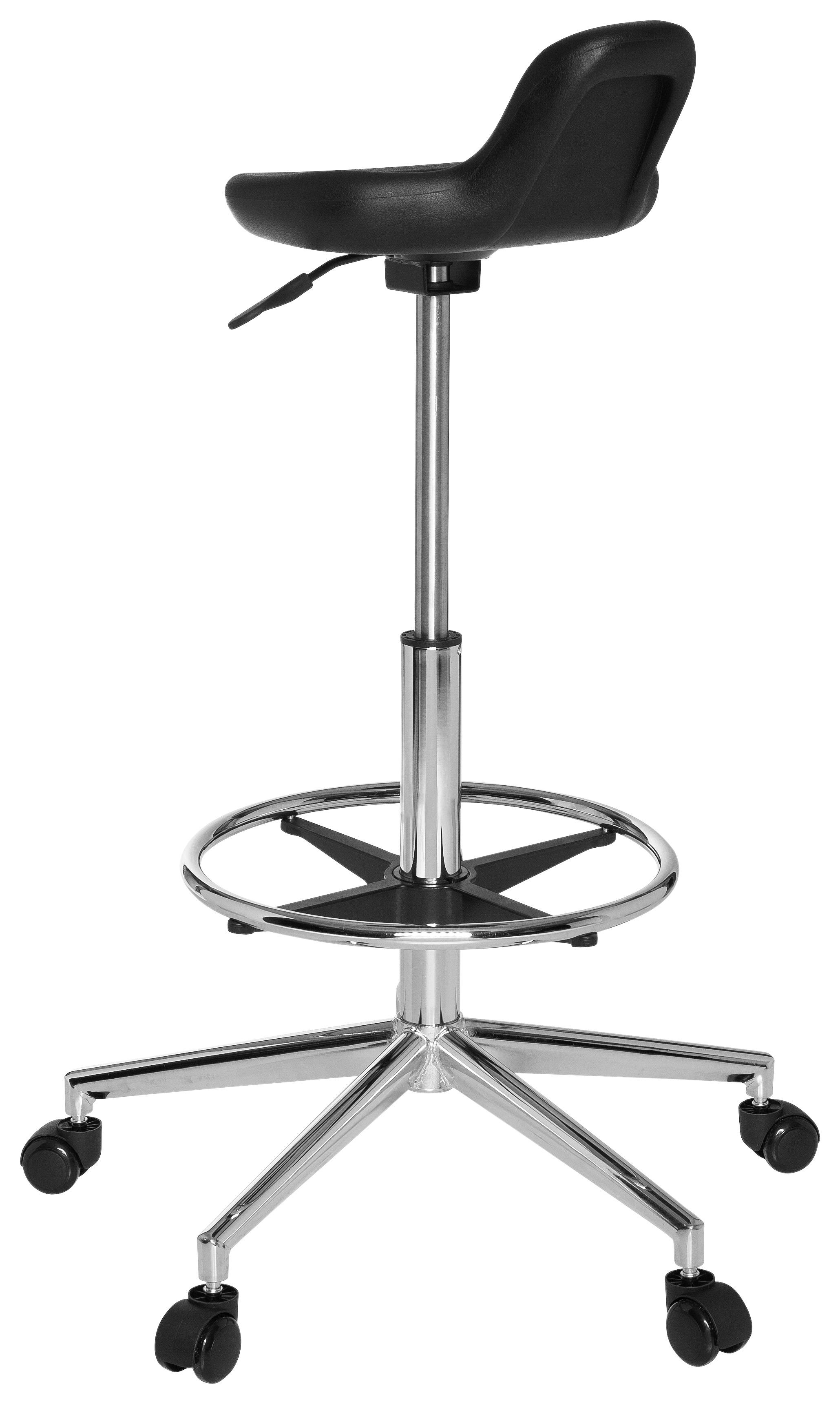 Bürohocker Top Work 03 Schwarz - Chromfarben/Schwarz, MODERN, Kunststoff/Metall (32/74/35cm) - MID.YOU