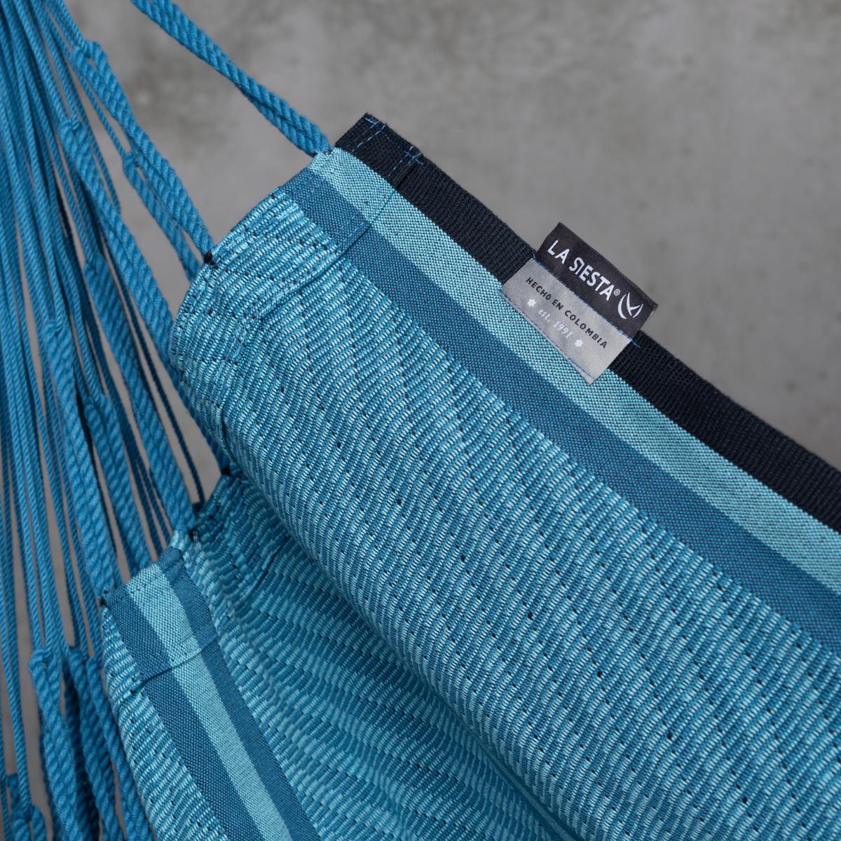 Hängematte Hammock Chair and Stand Blau inkl. Gestell - Blau/Eukalyptusholzfarben, KONVENTIONELL, Holz/Textil (100/152/92cm) - La Siesta