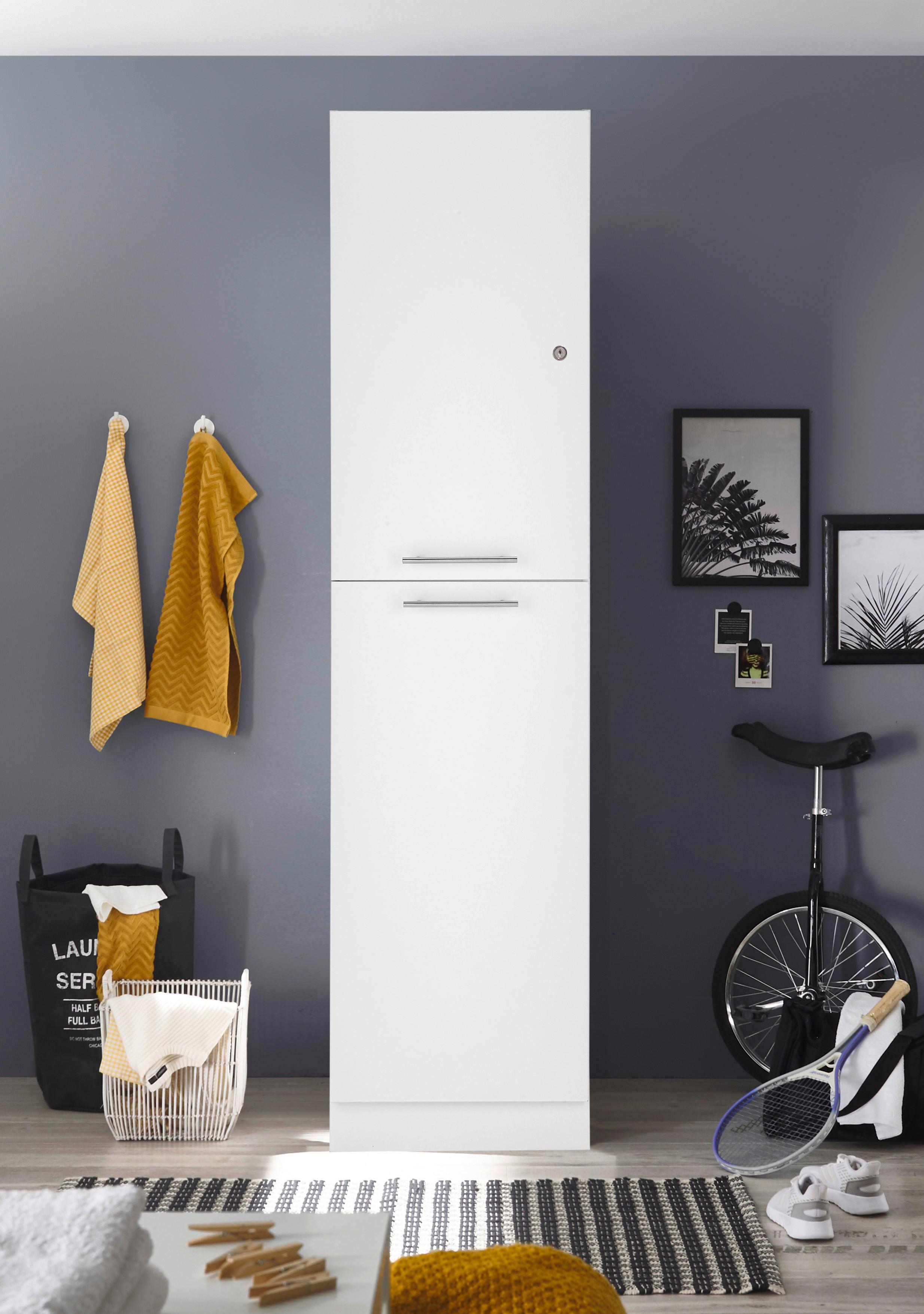Mehrzweckschrank Clara Weiß B: ca. 50 cm - Edelstahlfarben/Weiß, KONVENTIONELL, Holzwerkstoff/Metall (50/200/67,6cm) - Respekta