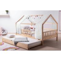 Hausbett KIM Naturfarben ca. 100x200 cm Echtholz - Naturfarben/Weiß, MODERN, Holz/Textil (100/200cm) - MID.YOU