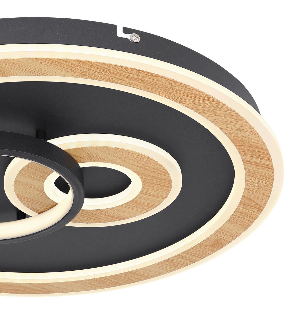 LED-Deckenleuchte Chessy in Opal/Schwarz max. 50 Watt - Opal/Schwarz, Design, Kunststoff/Metall (50/7cm) - Globo