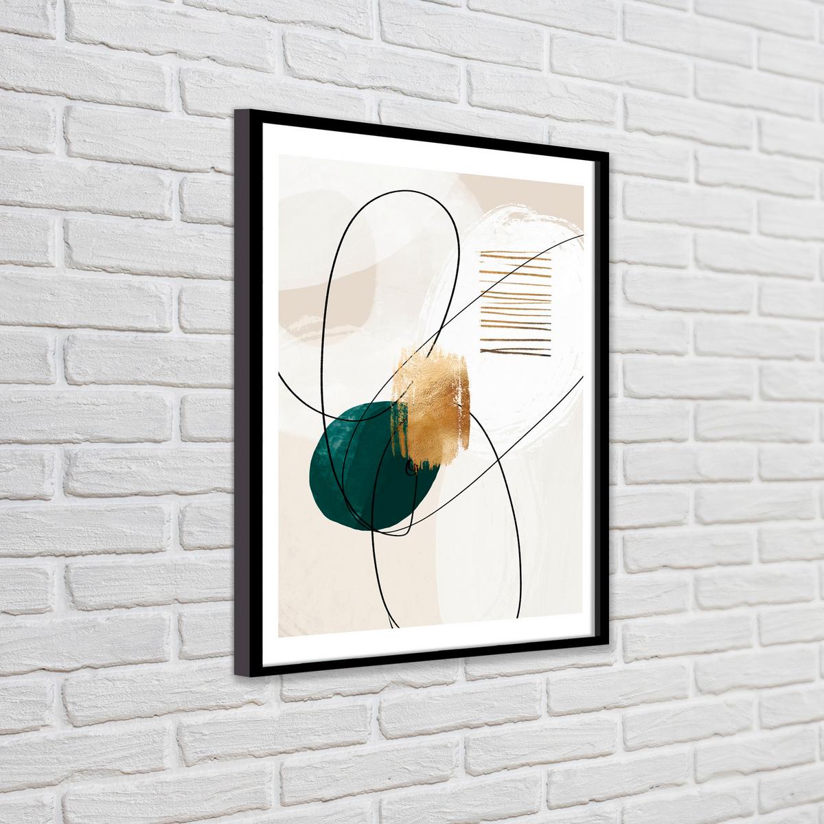 Slika Vous I - zlate barve/črna, papir/leseni material (30/40cm) - Modern Living