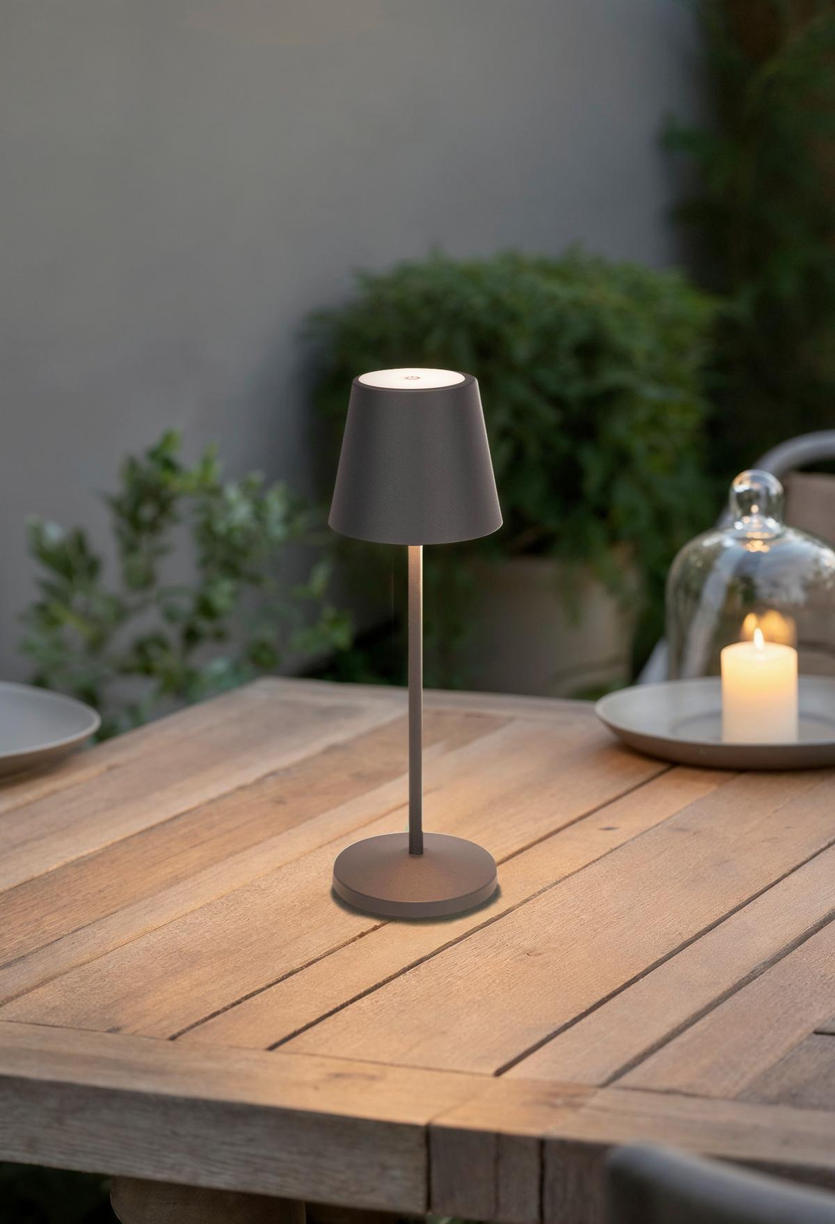 LAMPA STOŁOWA Z AKUMULATOREM DENVER *SBN* - szary, Konventionell, metal (11/35cm) - Novel