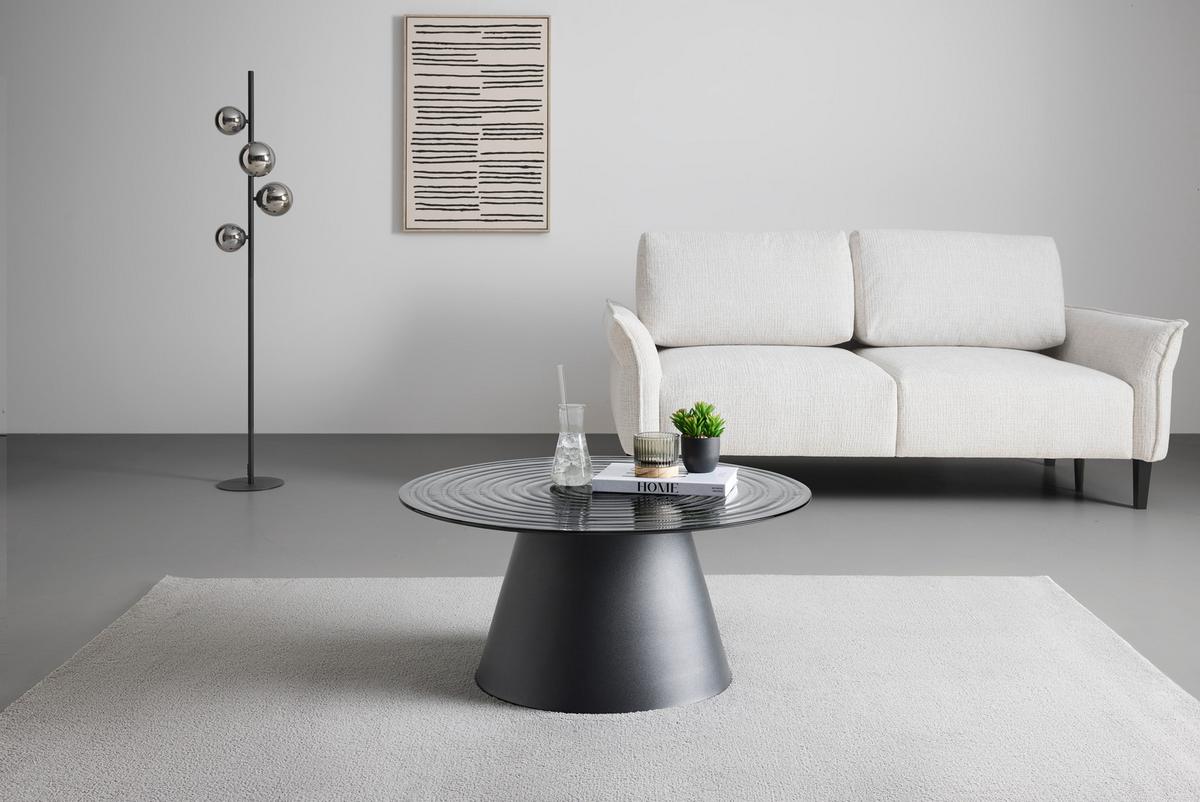 Măsuță de cafea PAUL - negru/gri, Modern, sticlă/metal (80/37/80cm) - Premium Living