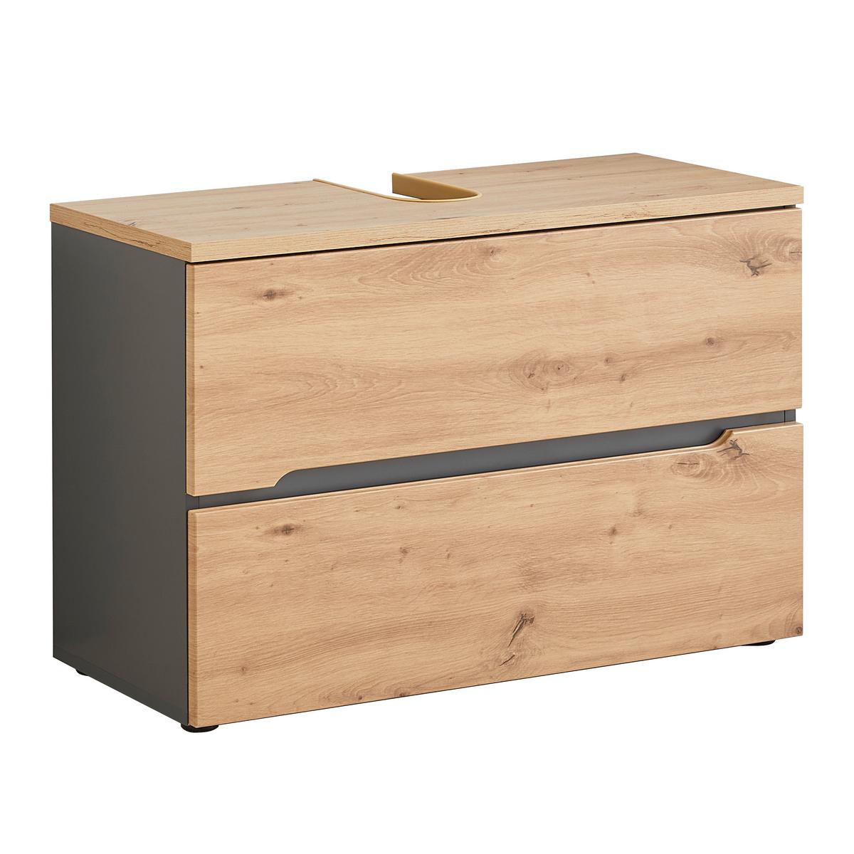 Waschbeckenunterschrank Memphis Artisan Eiche/Grau - Schwarz/Eiche Artisan, Modern, Holzwerkstoff/Kunststoff (80/55/38cm) - Mömax