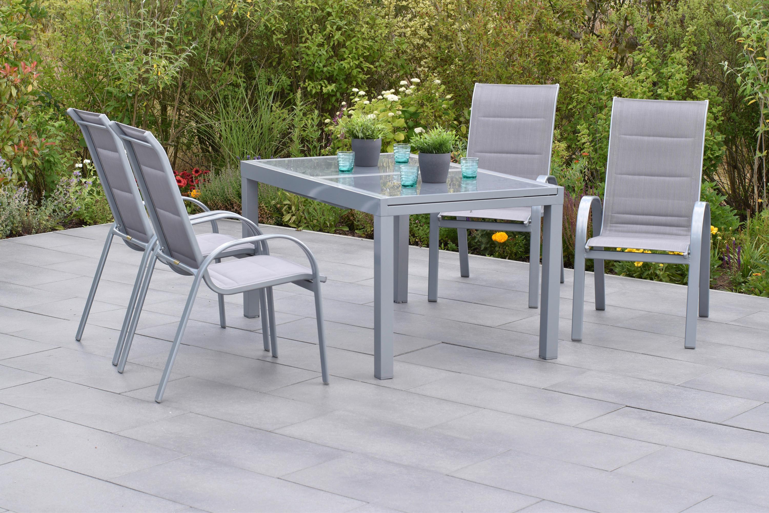 GARTENSET AMALFI DI LUSSO - Silberfarben/Braun, MODERN, Textil/Metall - Gardenson