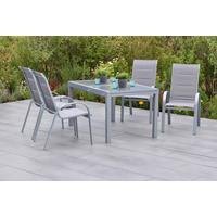 GARTENSET AMALFI DI LUSSO - Silberfarben/Braun, MODERN, Textil/Metall - Gardenson