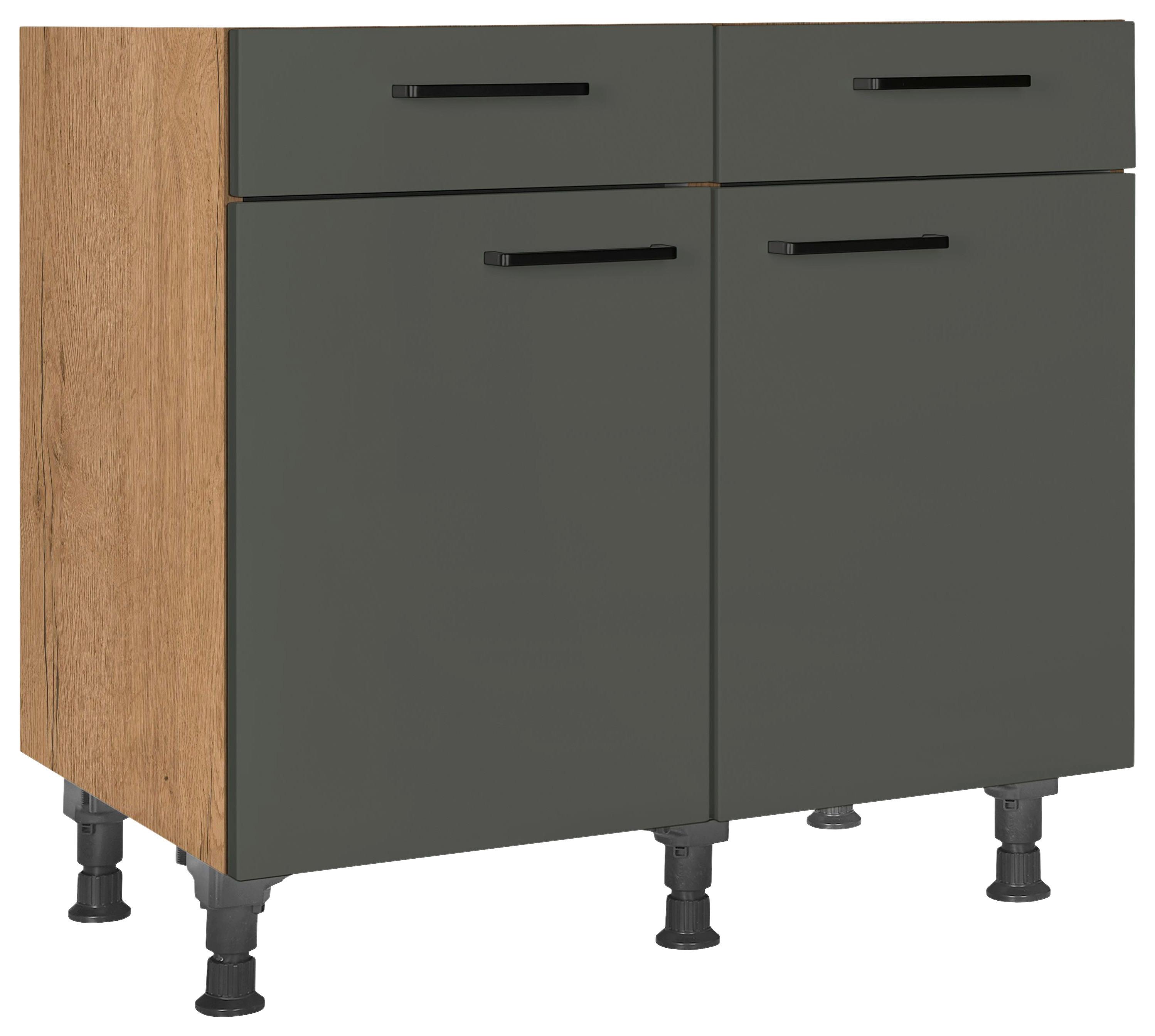 Schubkastenunterschrank Easytouch Grün - Eichefarben/Schwarz, MODERN, Holzwerkstoff/Metall (90/87/56cm) - Nobilia