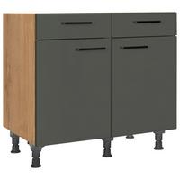 Schubkastenunterschrank Easytouch Grün - Eichefarben/Schwarz, MODERN, Holzwerkstoff/Metall (90/87/56cm) - Nobilia