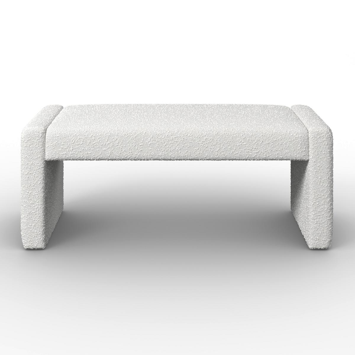 Sitzbank Andrea Weiß Bouclé Gepolstert - Weiß, MODERN, Holz/Textil (123/50/45cm) - Bessagi Home