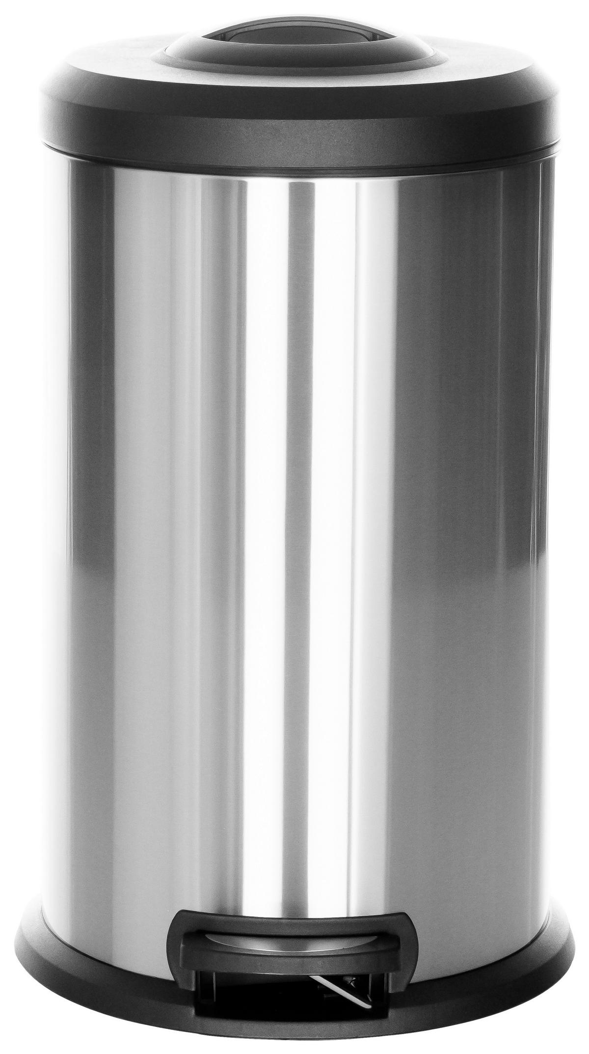 Koš Za Smeti Clean X, 40 L, Srebrna - srebrne barve/črna, Basics, kovina/umetna masa (38/62-96/38cm) - MID.YOU