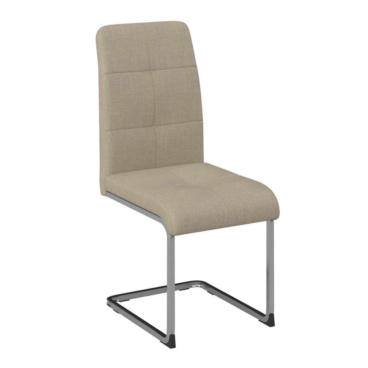 Schwingstuhl Lucie Creme Leinenoptik Gepolstert - Creme/Nickelfarben, MODERN, Textil/Metall (43/99/60cm) - Bessagi Home