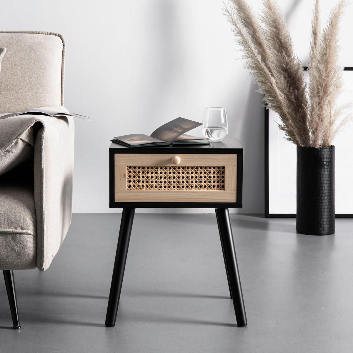 Beistelltisch Denis Hellbraun/ Schwarz MDF - Schwarz/Naturfarben, MODERN, Holz/Holzwerkstoff (40/30/54cm) - Bessagi Home