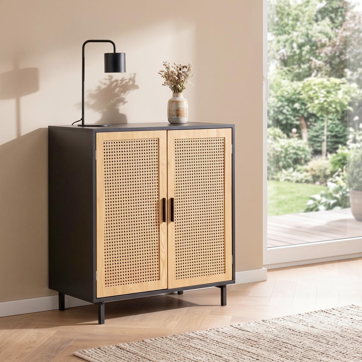 Komoda Wl6.828 - črna/rjava, Konvencionalno, kovina/leseni material (80/86,5/40cm) - Livetastic