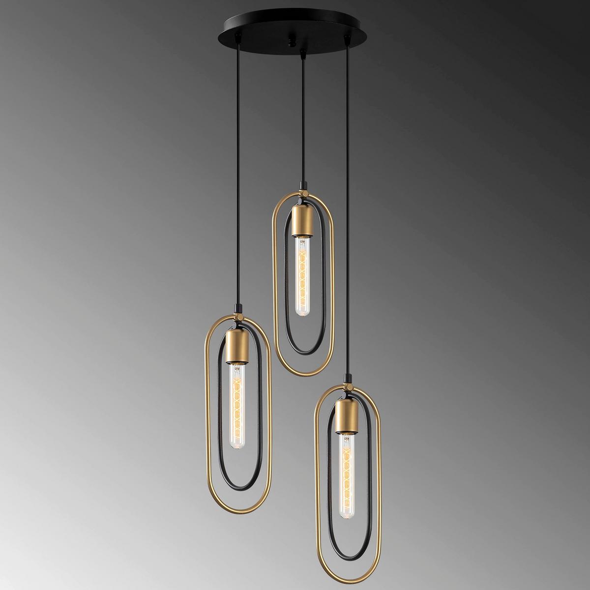 LAMPA WISZĄCA CERCO - 2021 - czarny/kolor złoty, Design, metal (38/132cm) - P & B