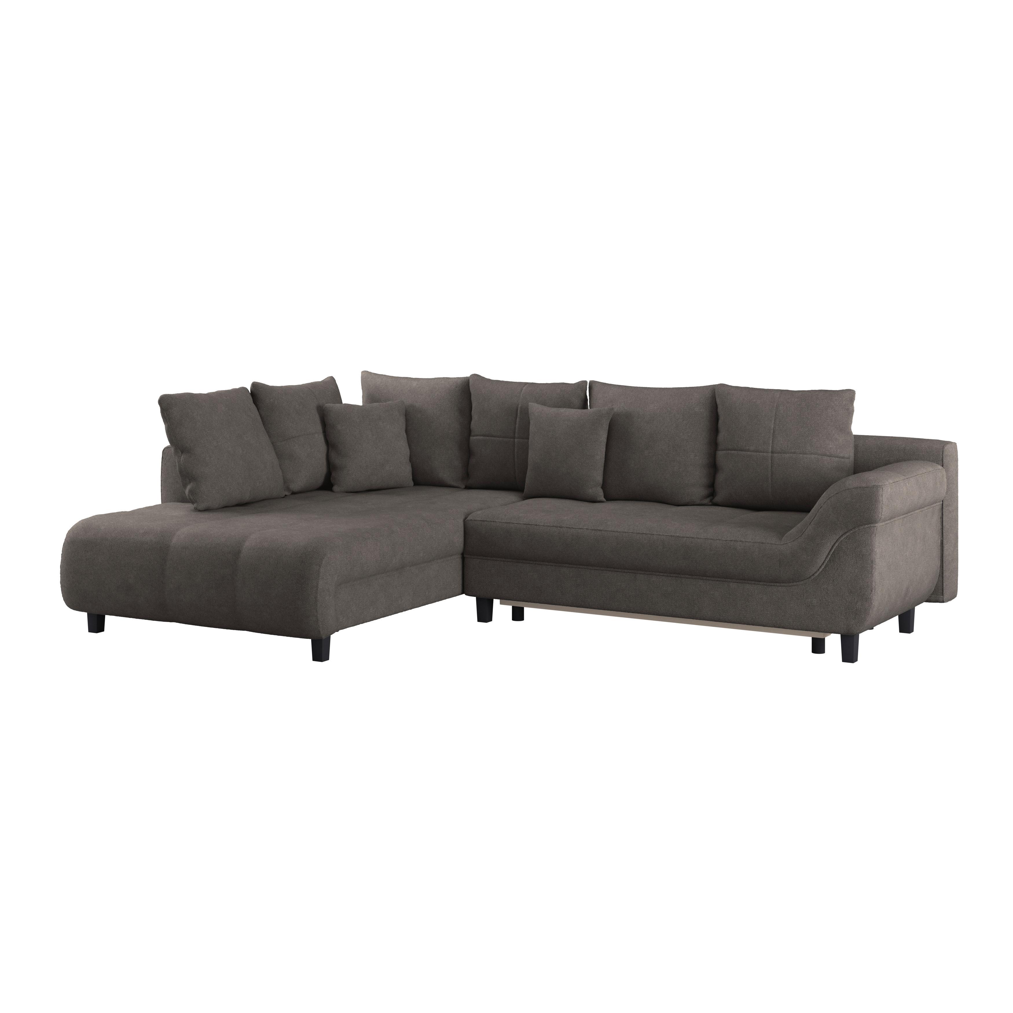 Kutna Garnitura Mendoza - sivo-smeđa/crna, Design, tekstil/drvo (197/309cm) - Modern Living