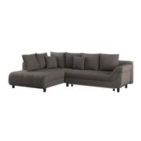 Kutna Garnitura Mendoza - sivo-smeđa/crna, Design, tekstil/drvo (197/309cm) - Modern Living